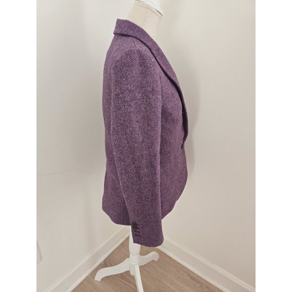 J. Crew Parke Wool Purple Herringbone Womens 2 Pc Suit Set Blazer Pants 6 S - Picture 4 of 12